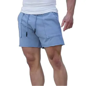 Shorts esportivos masculinos de 3 polegadas para corrida, shorts de treino com bolsos, frisos e respiráveis, shorts de tecido sólidos