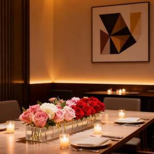 Acrylic Flower Box 24-Hole Rectangle Transparent Wedding <b>Table</b> Decor <b>Party</b> Centerpiece - Product Image 5