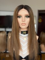 Perruque SHY en cheveux humains, entièrement nouée à la main, trois rangées, avec cordon de serrage, postiches en forme de huit, ligne de cheveux naturelle, cuir chevelu réaliste, vente en gros