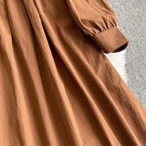 Conjunto de Vestido Tipo Camisero Marrón de Talla Grande para Mujer, Cintura Ajustable con Cordón, Cuello Redondo, <span class=keywords><strong>Chaleco</strong></span> <span class=keywords><strong>Vaquero</strong></span> para Combinar - Product Image 6