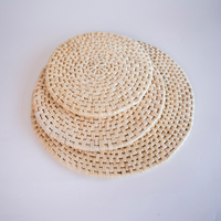 Napperons en rotin tissé écologique napperons en paille tressée ronde tapis de Table personnalisé