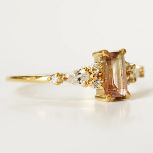 Bijoux délicats en or CZ pour femme, bague en pierre naturelle, petite couronne de Tourmaline, <span class=keywords><strong>diamant</strong></span> en argent Sterling 925, livraison gratuite - Product Image 6