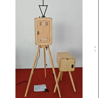 Photomaton en bois vintage, compatible avec les appareils photo reflex numériques et les tablettes, parfait pour les mariages et tous types d'événements