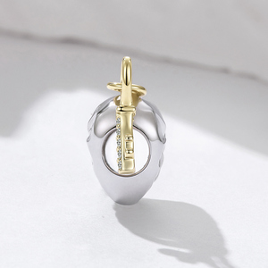 Breloque en forme de cadenas avec clé plaquée or et pierres de zircon, pendentif romantique pour bijoux unisexes, cadeau - Product Image 4