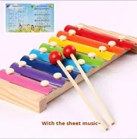 Wooden Eight-Note Xylophone 6-Piece Children's Toy Building Blocks Early Education Percussion Instrument 8 Scales Movie TV Color