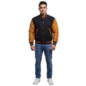 Veste de baseball personnalisée en cuir et laine pour homme, style vintage, avec manches en cuir, pour l'hiver - Product Image 1