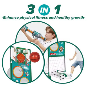 Juguetes de Exterior para Bebés 3 en 1: Aro de Baloncesto, Porterí<span class=keywords><strong>a</strong></span> de Fútbol y <span class=keywords><strong>Pistola</strong></span> de Bolas Blandas con Objetivo y Bolas de Espuma para Niños - Product Image 3