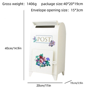 Boîte aux <span class=keywords><strong>lettres</strong></span> décorative autoportante en fer de style européen vintage avec motif floral pour usage extérieur, maison et jardin OEM&ODM - Product Image 2