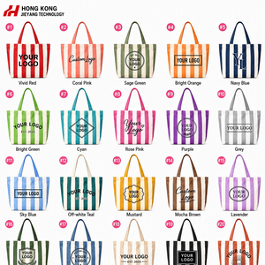 Promotional Custom Logo Colorful Striped <b>Large</b> Capacity Eco Friendly Cotton Canvas Boutique <b>Travel</b> Shopping Beach Gift <b>Tote</b> <b>Bag</b> - Product Image 3