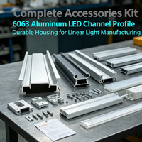 Profilé en aluminium 6063 durable pour éclairage LED, accessoires complets pour la fabrication de luminaires linéaires