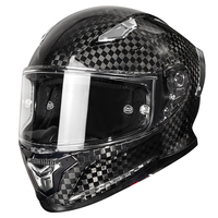 Casque de moto tout-terrain en fibre de carbone véritable certifié DOT, casque intégral pour moto de rue