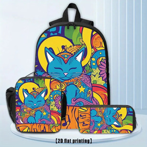 Juego de 3 Mochilas con Maneki Neko Gato de la Suerte y Japo - Product Image 1