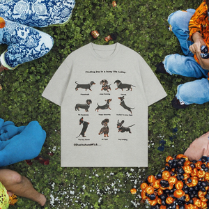 Camiseta de hombre con estampado de Dachshund, oversize, de manga corta, de algodón, informal, con cuello redondo, estampado de letras, estilo urbano, anti-bolitas - Product Image 3