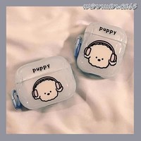 Nouvelle coque en silicone souple sans fil Bluetooth INS motif chiot de dessin animé mignon et amusant dégradé bleu pour AirPods Pro 1 2 3 4
