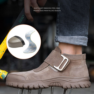 Botas de Trabajo de Cuero de Gamuza Resistentes al Calor al por Mayor, Botas de Seguridad con Puntera de Acero Antiaplastamiento y Antipinchazos para la Construcción - Product Image 3