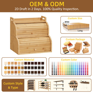 Caja de pan de bambú, caja de almacenamiento de pasteles de madera, caja de almacenamiento rectangular enrollable para pan y repostería - Product Image 4