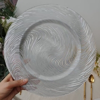 Assiette de présentation en verre argenté moderne de 13 pouces pour la décoration de table à la maison, à l'hôtel ou au restaurant