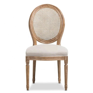 Современный Набор стульев для столовой из 2, бежевый тканевый ротанговая спинка старинное деревянное французское кресло для свадебного мероприятия в отеле - Product Image 3