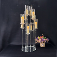 Gros candélabres en cristal à 10 piliers candélabres en cristal clair pour centres de table de mariage