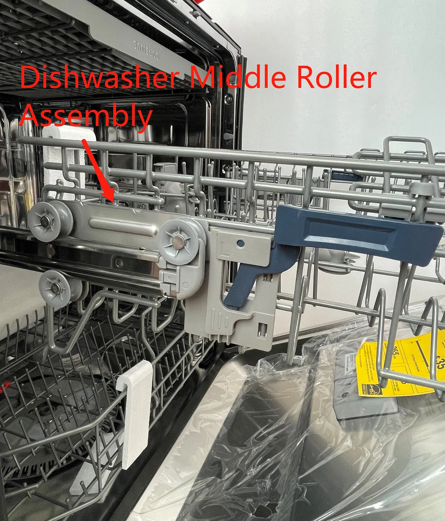 DD97-00122A регулировочный кронштейн для корзины для посудомоечной машины, левая БОКОВАЯ система-средний ролик для посудомоечной машины в сборе, левая стойка для колес из нержавеющей стали