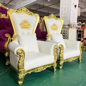 Chaises de trône royales dorées à haut dossier pour enfants, luxe, roi et reine, canapé de mariage pour hôtel - Product Image 5