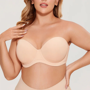 Ropa Interior Sexy sin Tirantes para Mujer, <span class=keywords><strong>Sujetador</strong></span> Push-Up Antideslizante 70-105 C D E F G H, Sin Costuras, <span class=keywords><strong>Invisible</strong></span>, <span class=keywords><strong>Talla</strong></span> <span class=keywords><strong>Grande</strong></span>, Bustos Grandes, Estilo Delgado - Product Image 1