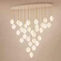 Lustre artistique personnalisé en céramique en forme de pétales, grand luminaire suspendu pour villa, escalier, hall d'hôtel, atrium