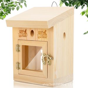 Trampa para abejas de madera para exteriores, casa de observación de abejas perforada, casa trampa para abejas colgante de madera para exteriores - Product Image 1