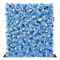Stock local aux États-Unis, livraison gratuite, vente en gros, mur de fleurs artificielles en hydrangea bleu et rose 4x8FT pour la décoration de mariage et de fête