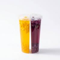 Transparante 2-delige plastic split cup, wegwerpbaar, voor twee personen, geschikt voor sap, koude dranken, matcha, bubble tea, melkthee, hartvormig