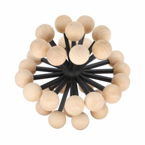 Sfera Decorativa con Pomelli in Legno, Scultura Moderna in Metallo e Legno per Soggiorno, Ufficio, Bagno - Product Image 3