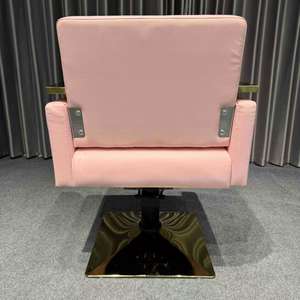Wholesale Comfortable Pink Gold Barber Styling <b>Chair</b> Stainless Steel Adjustable Height Synthetic Leather Seat Salon Commercial - Product Image 4