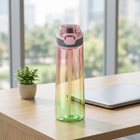 Bouteilles de sport transparentes anti-fuite en Tritan+PP avec paille intégrée, compatibles lave-vaisselle – Idéales pour Halloween, la randonnée, l'école, la salle de sport et les festivals