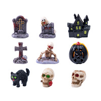 Mini-têtes de morts en résine pour Halloween, décorations de table, figurines de squelettes en résine DIY, ornements artisanaux pour Halloween