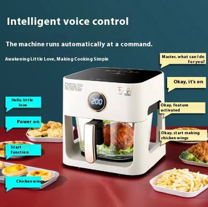 Nouvelle friteuse à air numérique intelligente en acier inoxydable de 12-15 L, sans huile, à cuisson rapide, avec pot en verre visible, pour usage domestique et en camping-car - Product Image 5