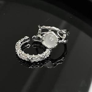 Anillos Irregulares Chapados en Oro Antiguo <span class=keywords><strong>de</strong></span> Moda Francesa Vintage <span class=keywords><strong>para</strong></span> Mujeres y Niñas, con <span class=keywords><strong>Piedra</strong></span> Lunar y Circonita, Regalos <span class=keywords><strong>para</strong></span> Mejores Amigas - Product Image 3
