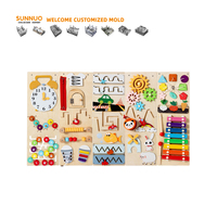 SUNNUO Tablero de Actividades Sensoriales Multifuncional de Madera y Fieltro para Montar en la Pared, Juguete Educativo Preescolar para Niños Pequeños