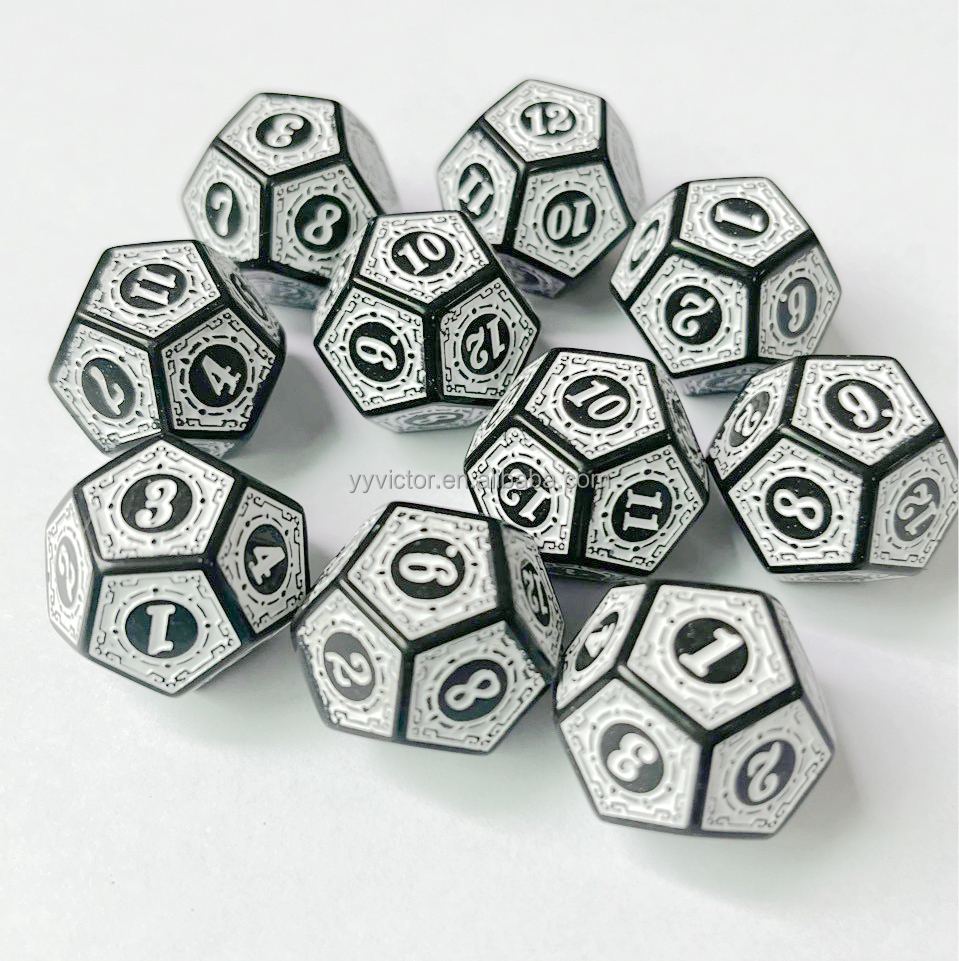 D12 unique rétro noir avec blanc