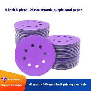 JTS 5 인치 125mm 자체 접착 보라색 사포 연마 후크 루프 디스크 8 홀 백 벨벳 드라이 그라인딩 세라믹 연마 도구 - Product Image 6
