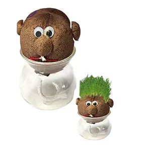 A985 Mini Magic Plant Pot Grass Head Doll Indoor Potted Plant Garden Landscaping Decking DIY Potted Doll with Grass Hair