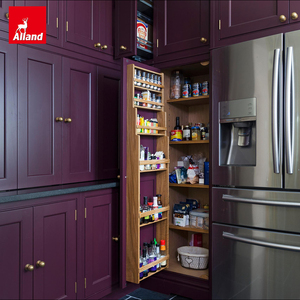 Allandcabinet - Armoires de cuisine personnalisées de haute qualité, couleur aubergine, portes shaker, avec design de réfrigérateur intégré - Product Image 3