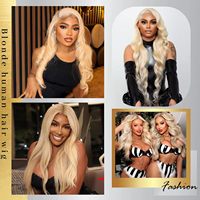 Prêt à Expédier HD Transparent 613 Blonde Couleur Body Wave Cheveux Brésiliens Petites Perruques Full Lace Front avec des Cheveux de Bébé pour les Femmes Noires