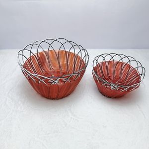 Cestas de Alambre Redondas Naranja Rojo para Alimentos, Uso en Cocina, Serie 60 - Product Image 1