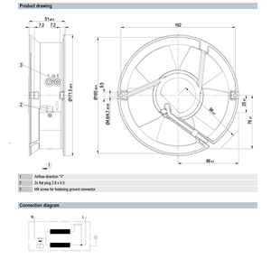 Ventilador axial de refrigeración ebm-papst W2E143-AA09-93 de 143 mm, ventilador de CA para HVAC, gabinetes de servidor y refrigeración industrial. - Product Image 2