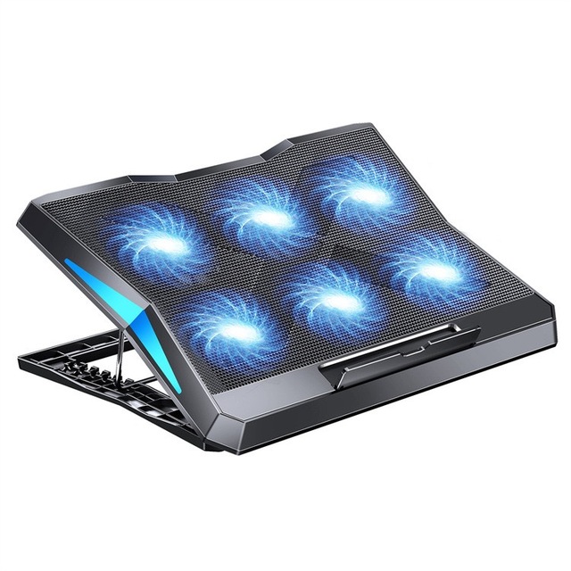 Adjustable 8-Fan Gaming Laptop Cooling Pad Stand for 15-17.3 Inch Notebooks with Stock Notebooks Cooler Stand