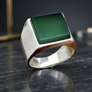 925 Sterling Silver Green Onyx <b>Ring</b> Natural Gemstone Statement <b>Ring</b> Handmade Fine Jewelry for Women <b>Men</b> Wholesale - Product Image 3