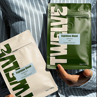 Sachet de café sur mesure avec fermeture éclair, imprimé OEM, qualité alimentaire, pour grains de café et café moulu
