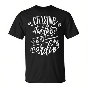 T-shirt Chasing Toddlers Is My Cardio à col rond et manches courtes, impression sérigraphique, pour femme adulte - Product Image 2