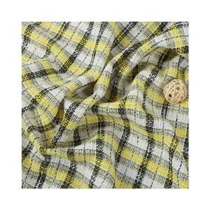 Tessuto per camicie in tweed tinto in filo di lana a quadri in tessuto elasticizzato in cotone poliestere di colore personalizzato all'ingrosso per soprabito