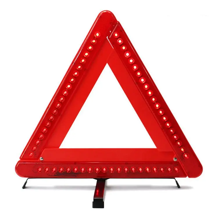 Triangle pliable réfléchissant d'urgence poteau de route Signal de signalisation LED stroboscopique Panneau de sécurité Triangle d'avertissement pour voiture